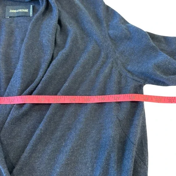 ZADIG & VOLTAIRE Rona Cp Cardigan Blue Cashmere Shawl Collar Tie Waist Long, S - Picture 10 of 14